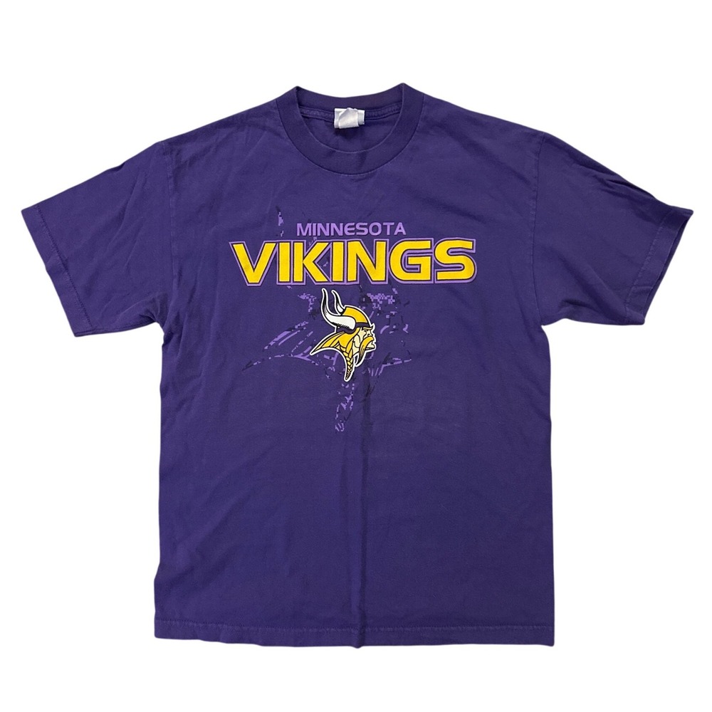 NFL Minnesota Vikings T Shirt Mens Medium Purple Short Sleeve Norseman Logo Tee